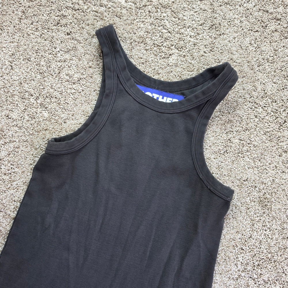 Mother Move It Tank Top Womens Small Gray Ribbed Racerback Cotton Blend Slim Fit
